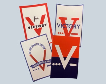 Victory Stickers for Scrapbooking, History Gift, WW2 Ephemera, Pocket Filler, Historical Reenacment, Reproduction, Replica