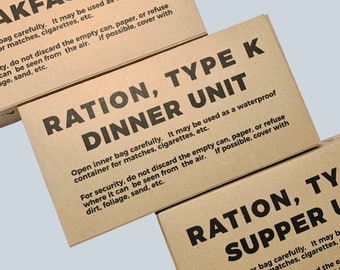 WW2 US K-Ration Ration Boxes for WW2 Reenactment, Film Props (Repro)