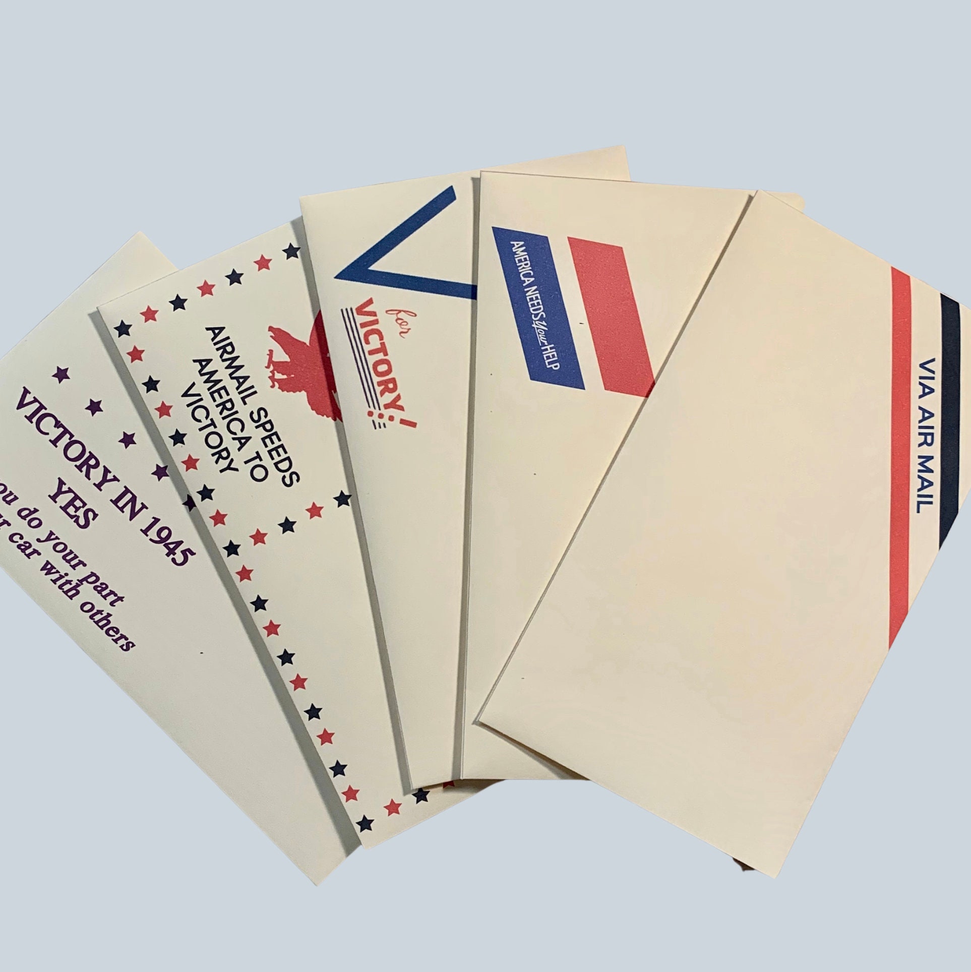 Vintage 1945 Camp's Air Mail Portfolio Letter Writing Kit Stationery WWII  1940s