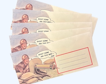 WW2 US Humour Envelopes, Vintage Stationery, Humour Stationery, Gift for Reenactor, WWII GI Reproduction, Film Prop Replica Ephemera