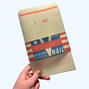 V-Mail-enveloppen, set van 5, voor US GI Re-enactment, WW2 Ephemera, Pocket Filler, historische re-enacment, reproductie, replica filmrekwisiet