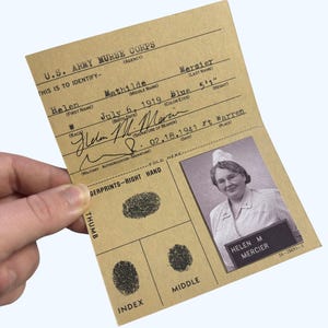 US Army Custom ID Card for WW2 GI Reenactment Pocket Filler, Film Prop Reproduction