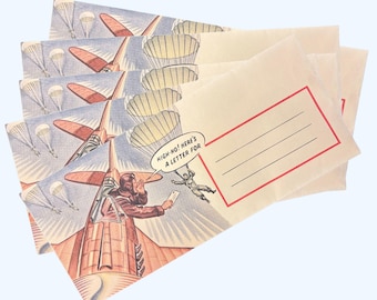 WW2 US Humour Envelopes, Vintage Stationery, Humour Stationery, Gift for Reenactor, WWII GI Reproduction, Film Prop Replica Ephemera