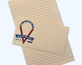 WW2 Era US Letter Writing Set "Victory Will Be Ours", Replica Stationery Set for WWII Era Reenactment, Film Prop Replica Set