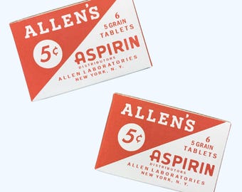 Aspirin Boxes, Victory Packaging, WW2 Ephemera, Pocket Filler, Historical Reenacment, Reproduction, Replica Box US GI, For WWII Reenactment