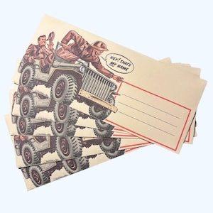Sobres estadounidenses de la Segunda Guerra Mundial, papelería humorística, papelería vintage, regalo para recreadores, reproducción de soldados estadounidenses de la Segunda Guerra Mundial