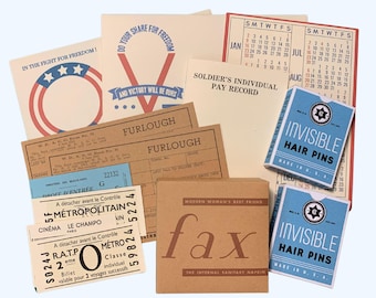 WAC or ANC Handbag or Pocket Filler Set for Reenactment, WW2 Ephemera, Pocket Filler, Historical Reenacment, Reproduction, Replica Film Prop