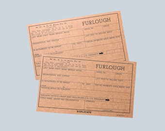 WW2 US Army Furlough Passes, Vintage Paperwork, WW2 Paperwork, Army Paperwork, Perfect for Field Desk (Repro)