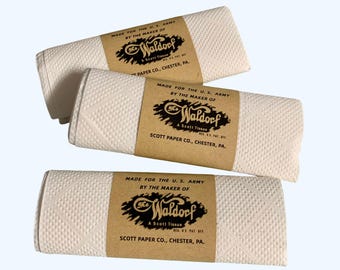 Papel higiénico K-Ration del Ejército de EE. UU., juegos de raciones de la Segunda Guerra Mundial, juego de 3, recreación histórica de la Segunda Guerra Mundial, reproducción de la Segunda Guerra Mundial, réplica de utilería cinematográfica de la Segunda Guerra Mundial