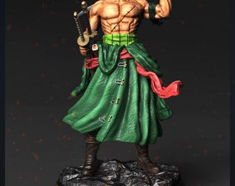 Roronoa Zoro 3D Printing STL File - One Piece Anime Statue - High Detail Swordsman Figure- Action figure zoro