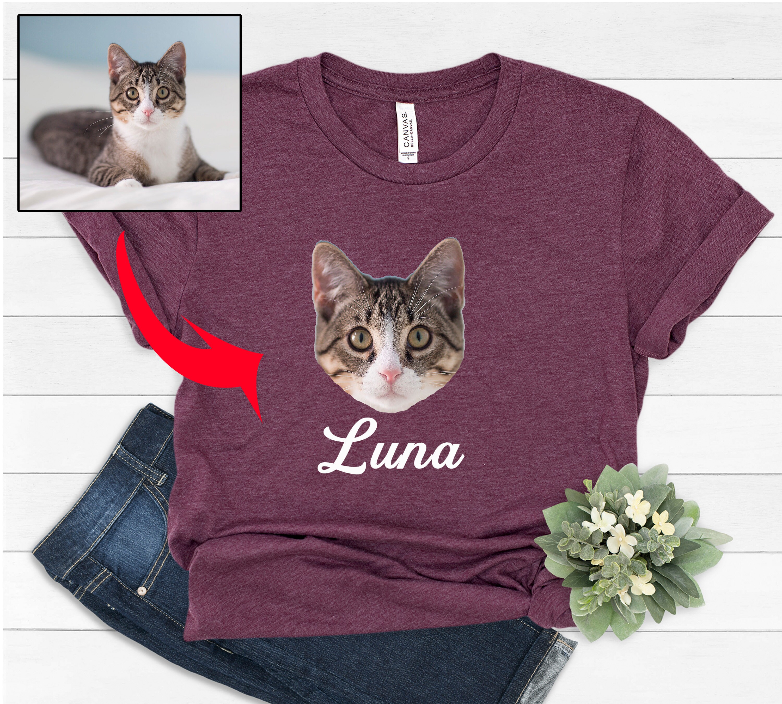 Personalized Cat Photo Shirt Custom Cat Shirt Custom Cat Etsy