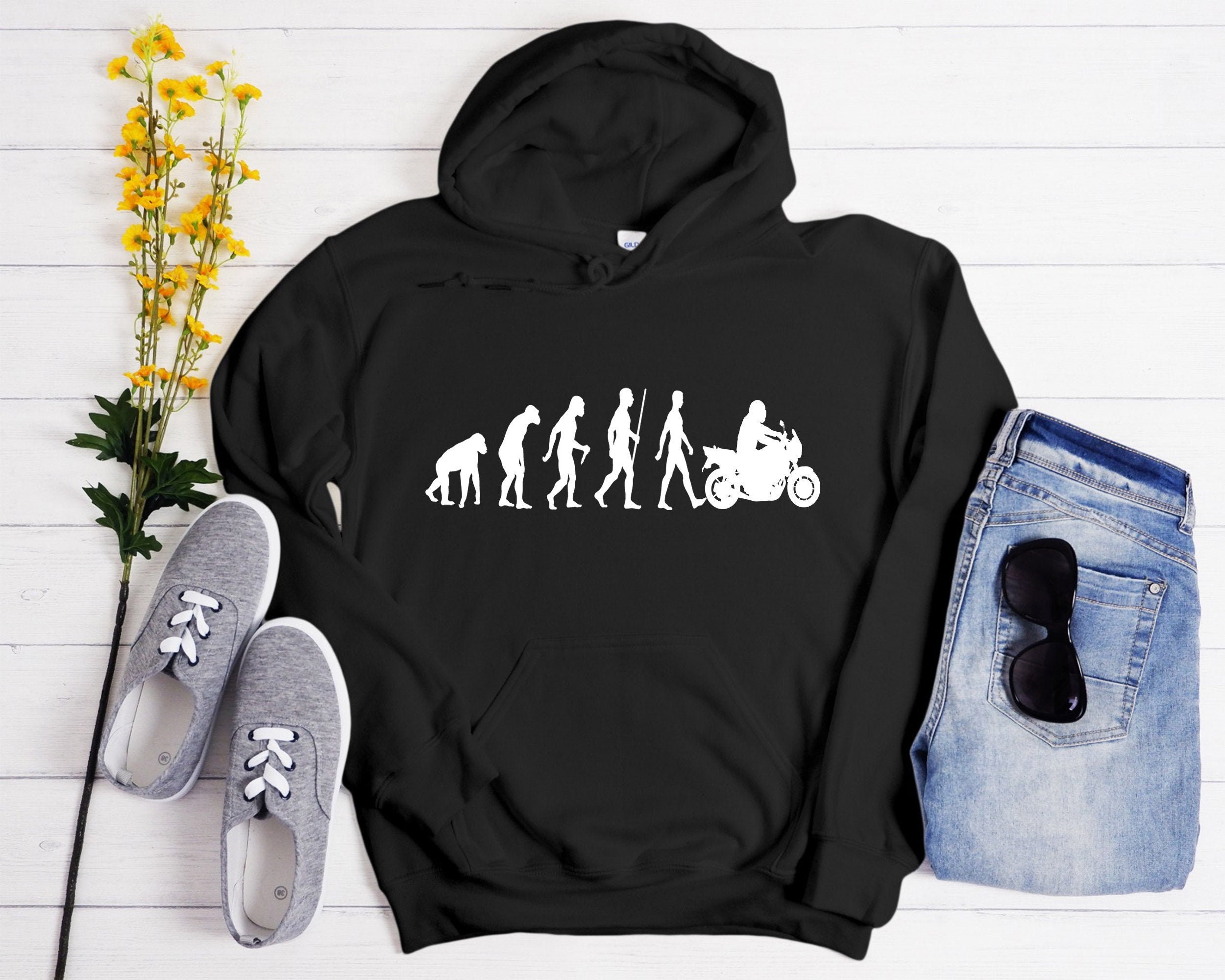 Funny Biker Sweatshirt Evolution of the Motorcycle Hoodies Etsy