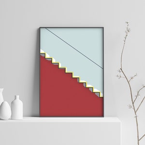 Printable Wall Art Minimalist, Geometric Print, Color Abstract Print, Red color, Wall Decoration, Minimalist Wall Art, Digital print