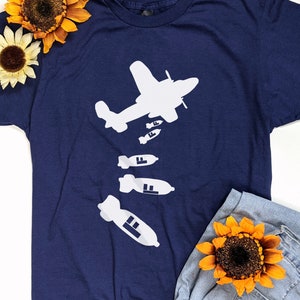 Funny Adult T-Shirt - Dropping F Bombs, Gift Ideas, Mom, Dad, Subtle Swearing, Plane Silhouette, Implied Meaning