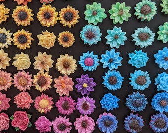 Customizable Flower Magnets - 6 Pack / 9 Pack - Colorful, Fridge, Locker, Office Organizing, Gift Idea, Students, Teachers, Work From Home