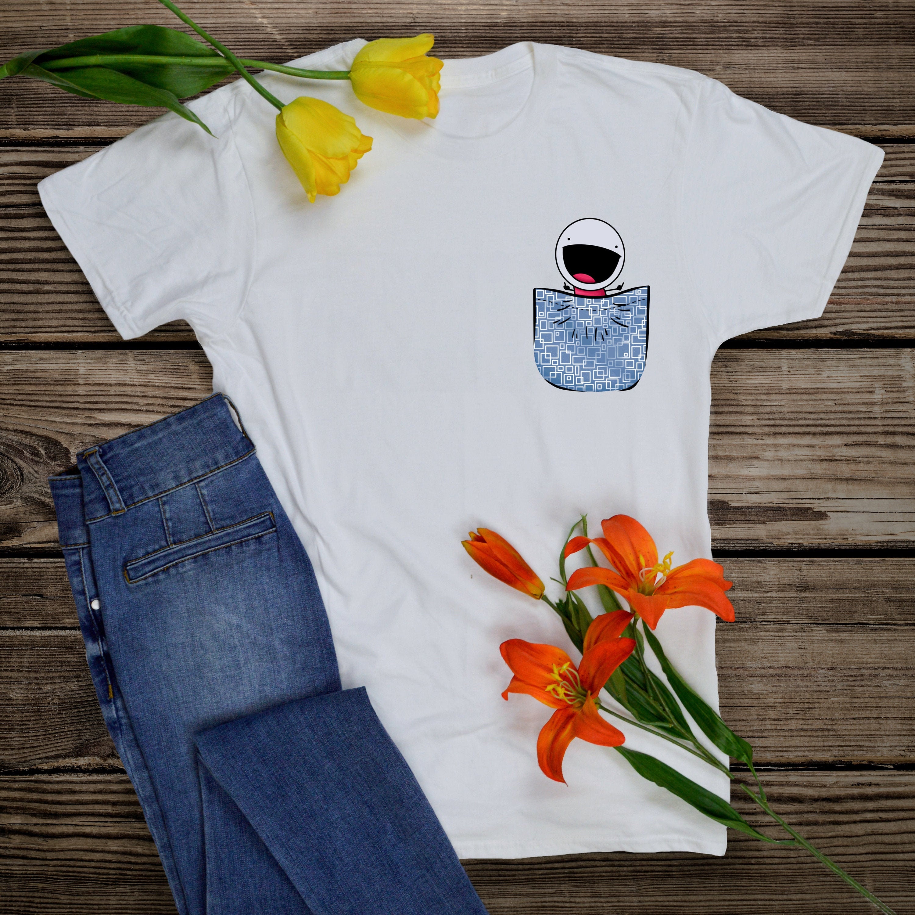 Funny Pocket T-shirt - Dudel in My Pocket - Heck It, Funny Gift