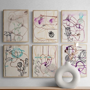 Suono del mare, parete artistica originale con mix di acquerelli, pittura acrilica originale