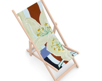 Deck Chair Sling - Aangepaste bloemenprint Deck Chair, vervangende slings, kunst in uw tuin