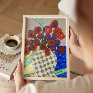 Cartoline, Stampa artistica di un vaso di fiori, Carta artistica colorata, Carta A6