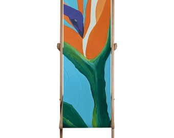 Tropical Floral Print Deck Chair Sling: Canvas Replacement Seat