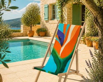 SUN LOUNGERS Single Deckchair - Custom FOLDING Deck Chairs , Art in your garden