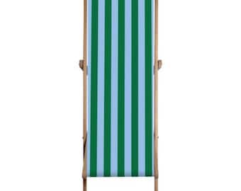 Stripes Print Deck Chair Sling: Blue and Green Canvas Replacement Seat