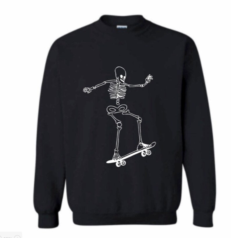 Skateboarding Skeleton Crewneck Sweatshirt Etsy