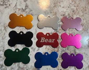 Aluminum laser engraved pet id tags in various colors