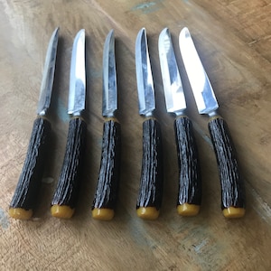 Vintage Robinson Hollow Ground Stainless Steel Knives (6) with Bakelite Handle