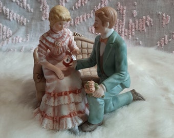 Vintage 1984 Porcelain Enesco Treasure Memories "The Engagement" Made in Malaysia