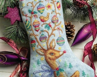 Tout ce que je veux pour les bas de Noël, conçu par Susan Bates, motif au point de croix compté PDF, tableau de broderie, tableau de broderie, bricolage