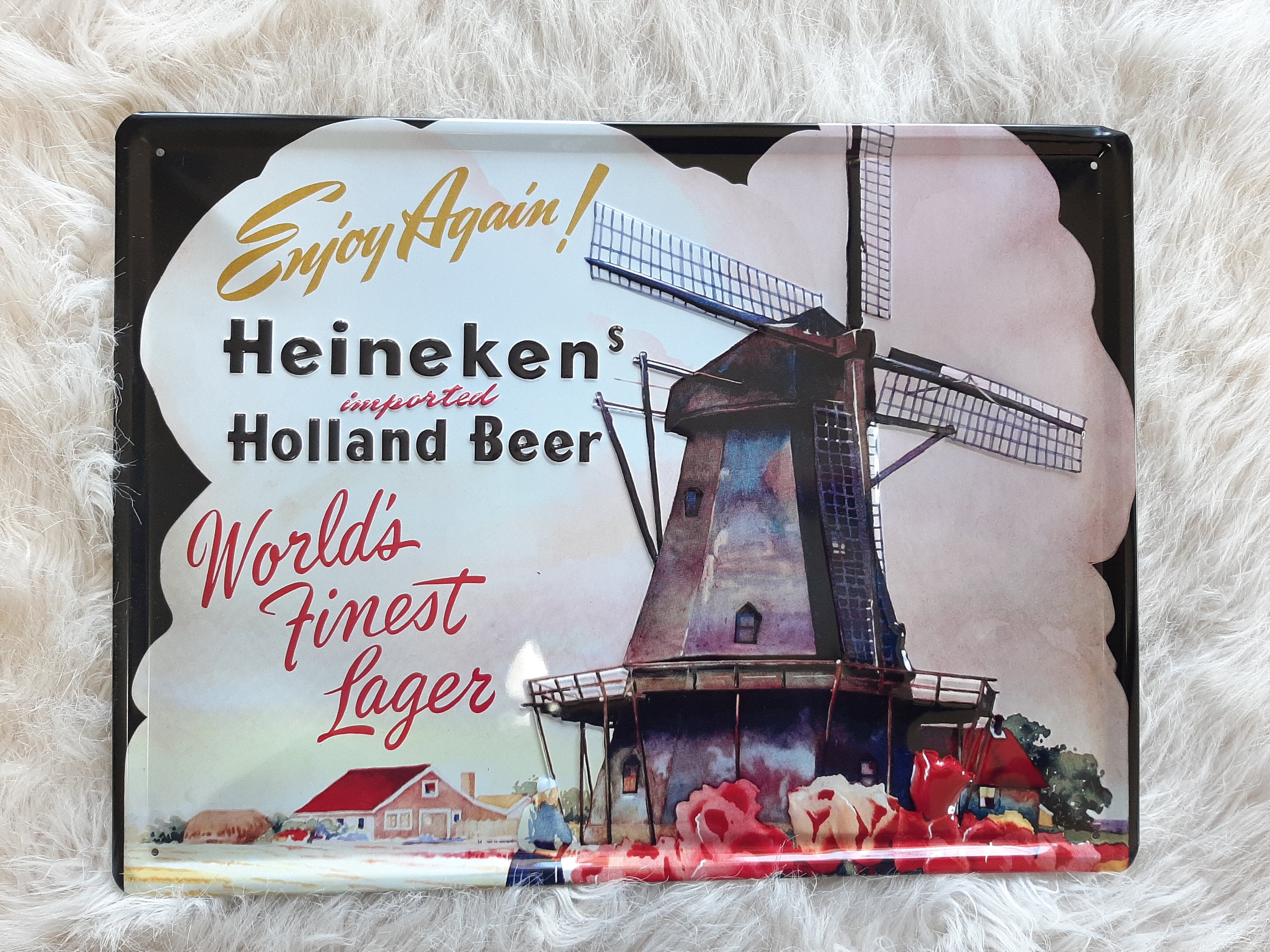Vintage Windmill Heineken Holland Beer Advertising Metal Tin Sign