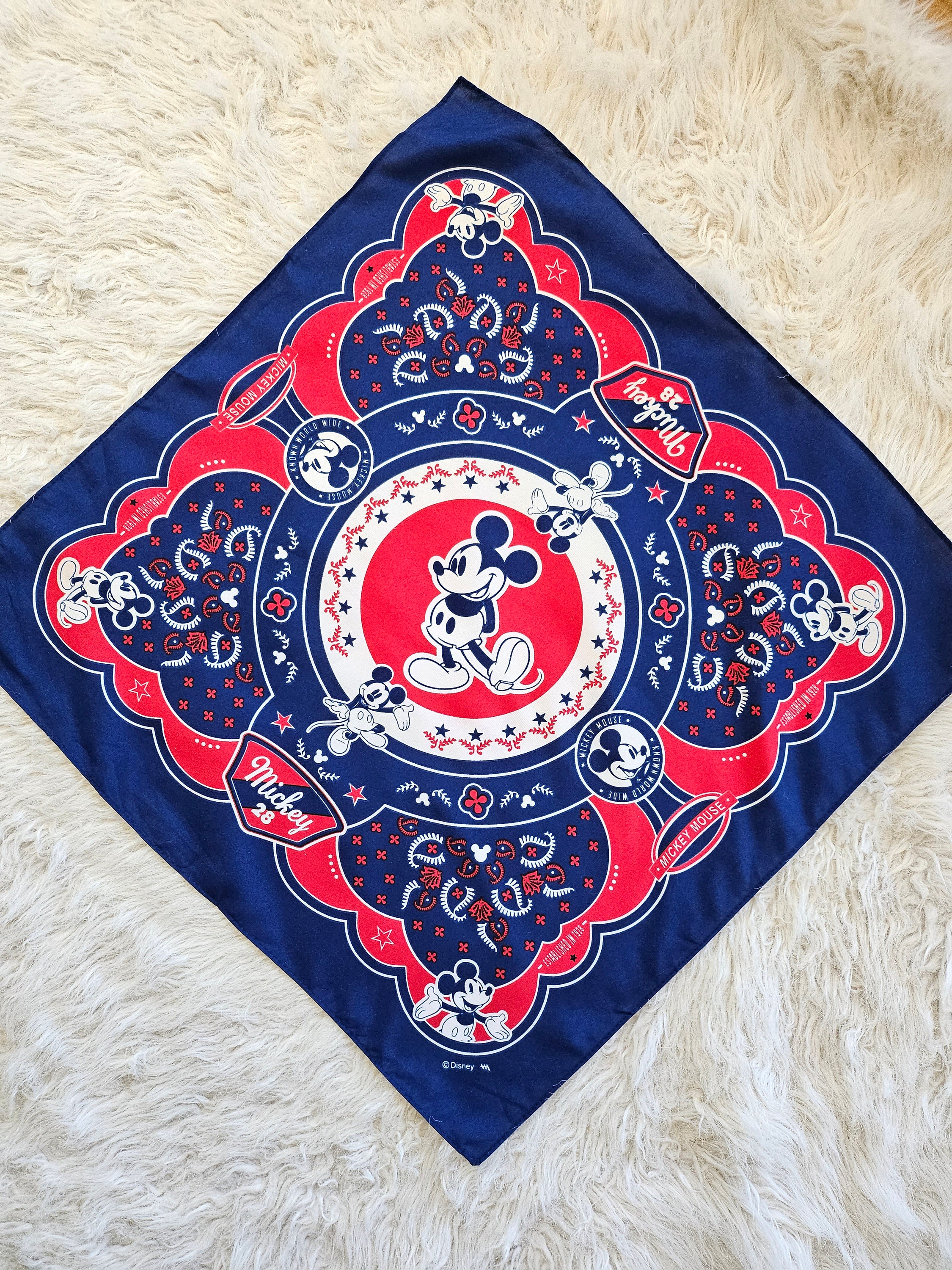 ヴィンテージ ミッキーマウス ウォルトディズニー バンダナ ハンカチ