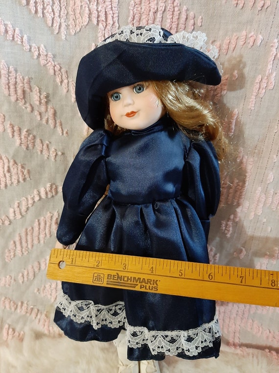 Vintage Porcelain Blue Dress Girl Doll 15