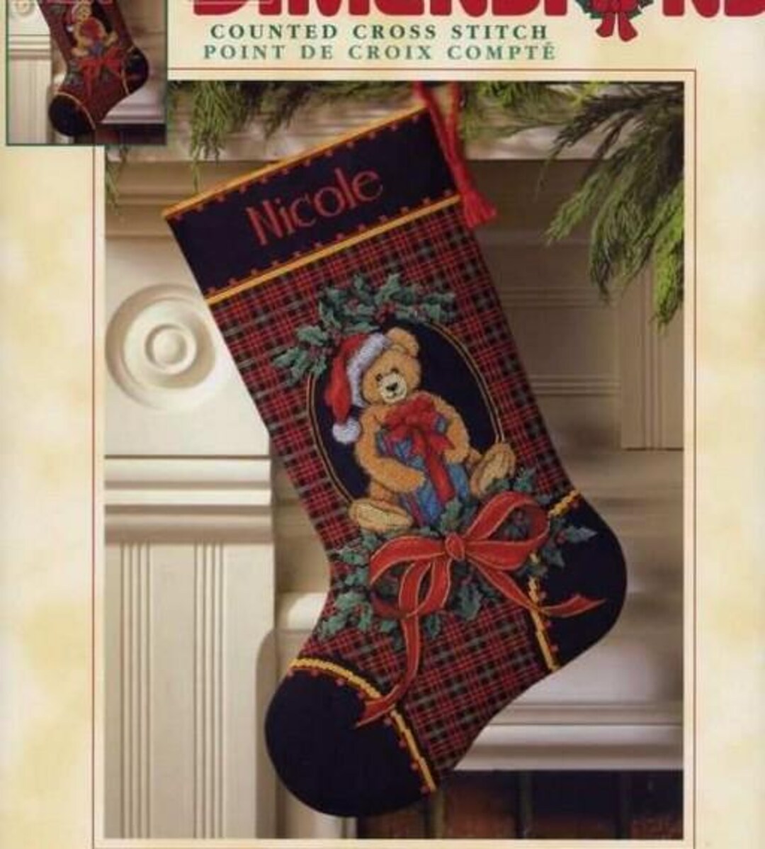 Dimensions Gift Bearing Teddy Stocking Cross-stitch Pattern PDF ...