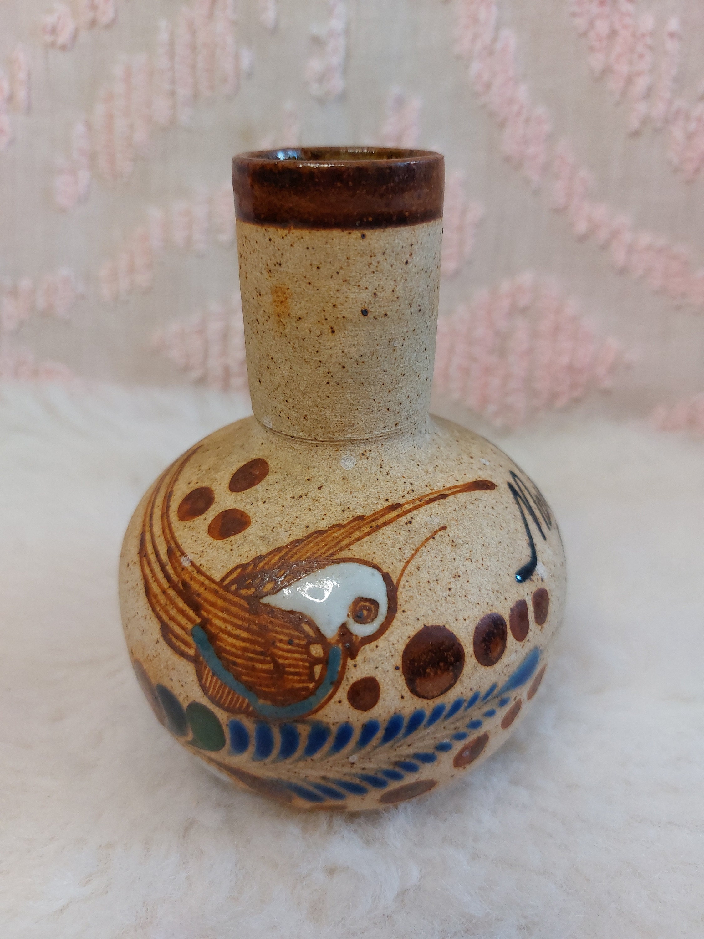 ヴィンテージ 手描き メキシコ マサトラン陶器 フォークアート ジャー