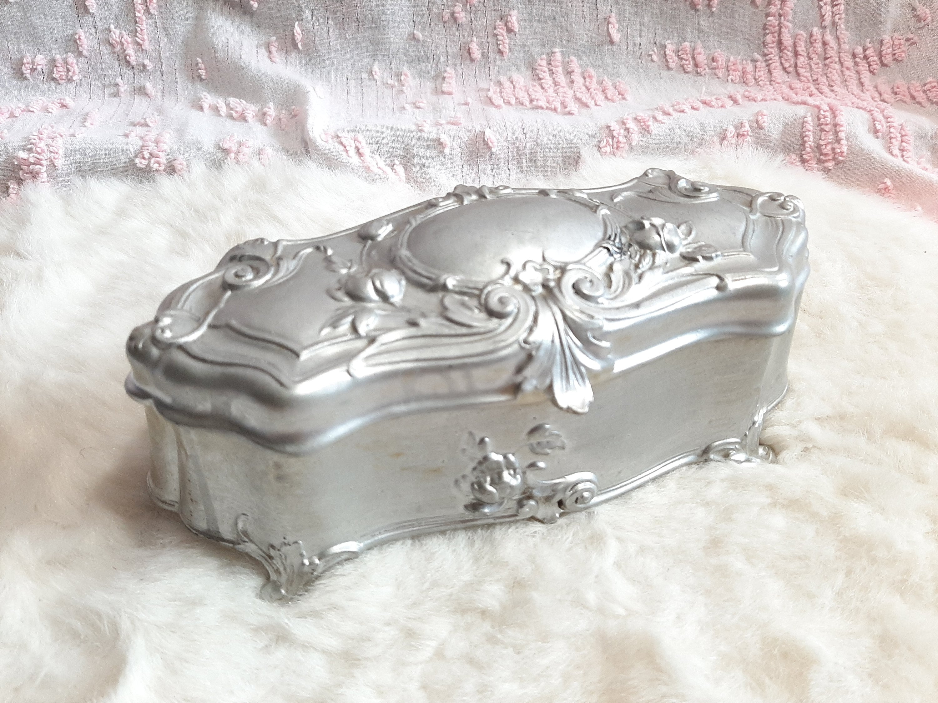 Vintage 20s Art Nouveau Pewter Jewelry Caskets by W.B. Mfg. Co