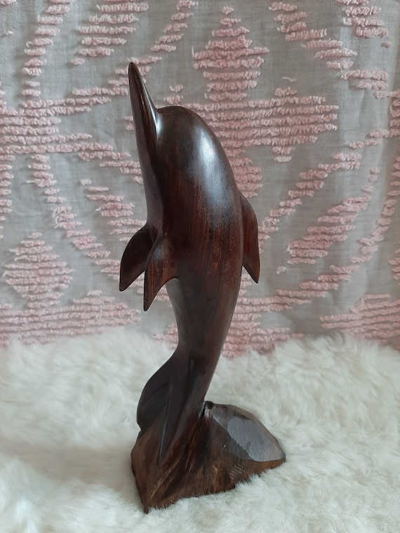 ヴィンテージ ドルフィン アイアンウッド 木彫り 高さ11.5インチ