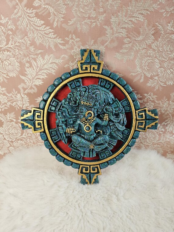 Vintage MCM Aztec Mayan Green Malachite Zarebski Stone Wall