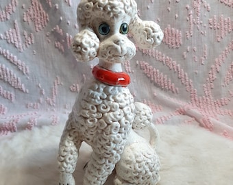 Vintage 1976 Porcelain Handpainted French Poodle Dog Figurine Decoration 10"  Tall