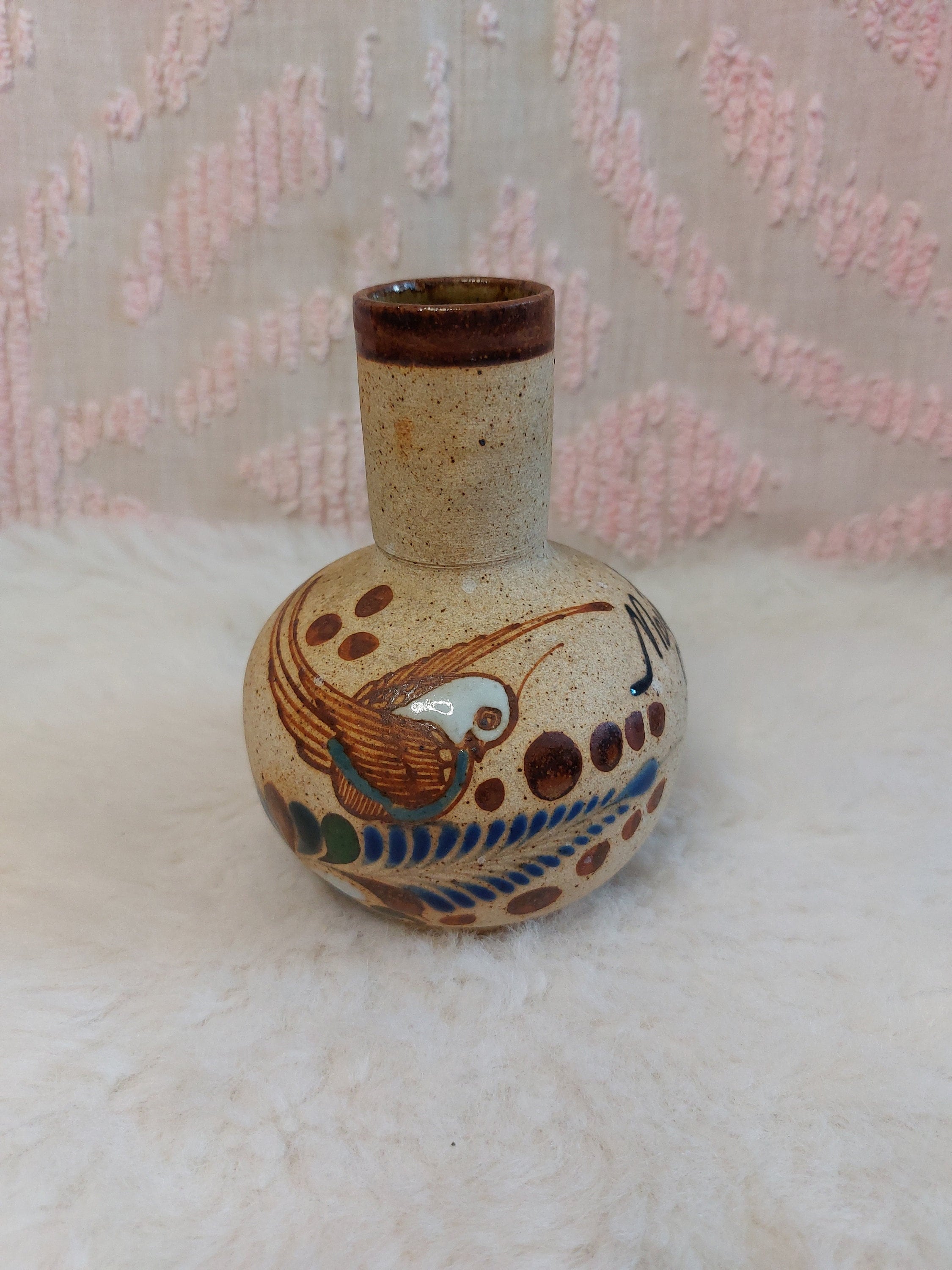 ヴィンテージ 手描き メキシコ マサトラン陶器 フォークアート ジャー