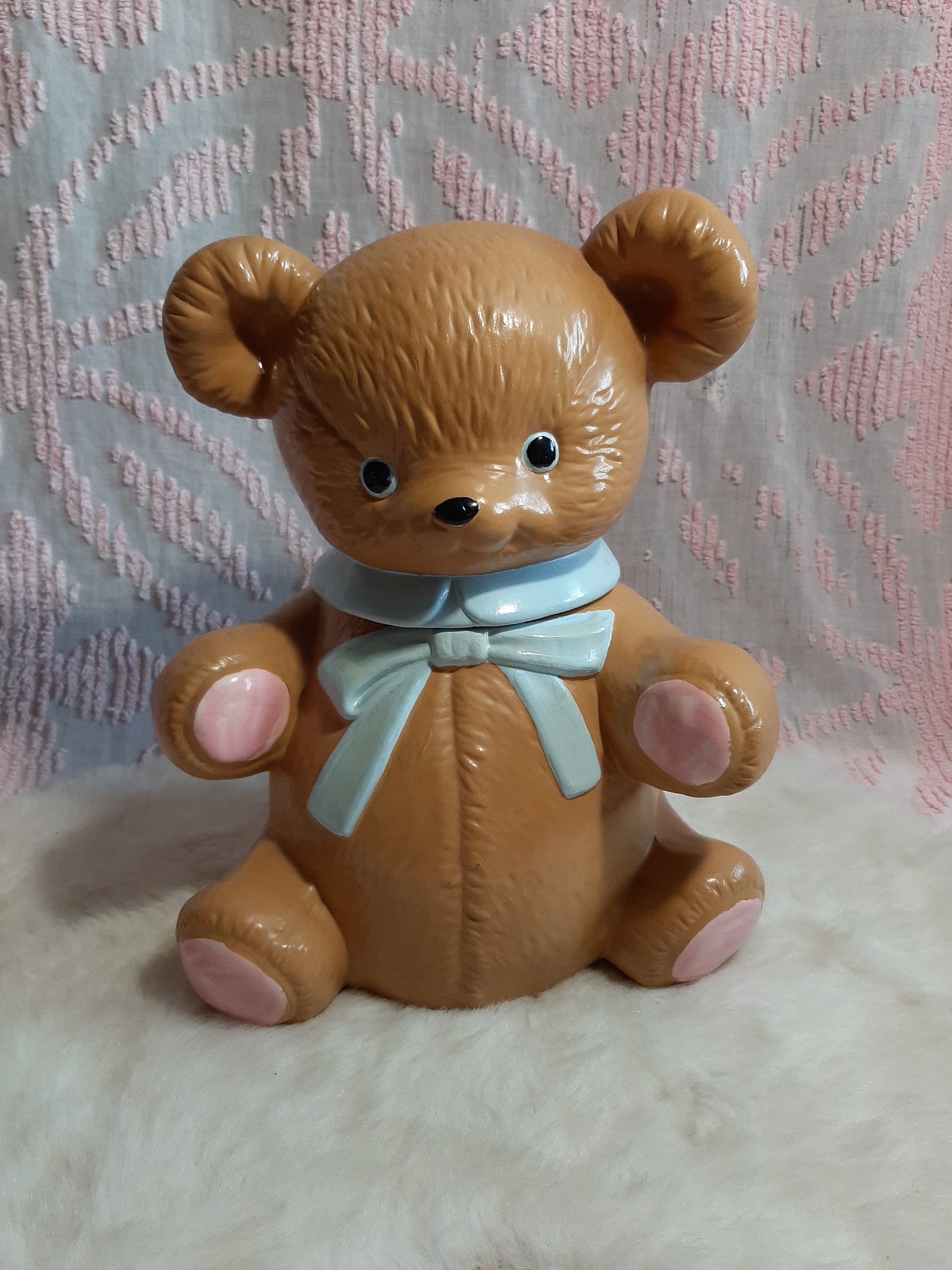 Vintage 1960s Twin Winton Teddy Bear Cookie Jar Kitchen Decor 12