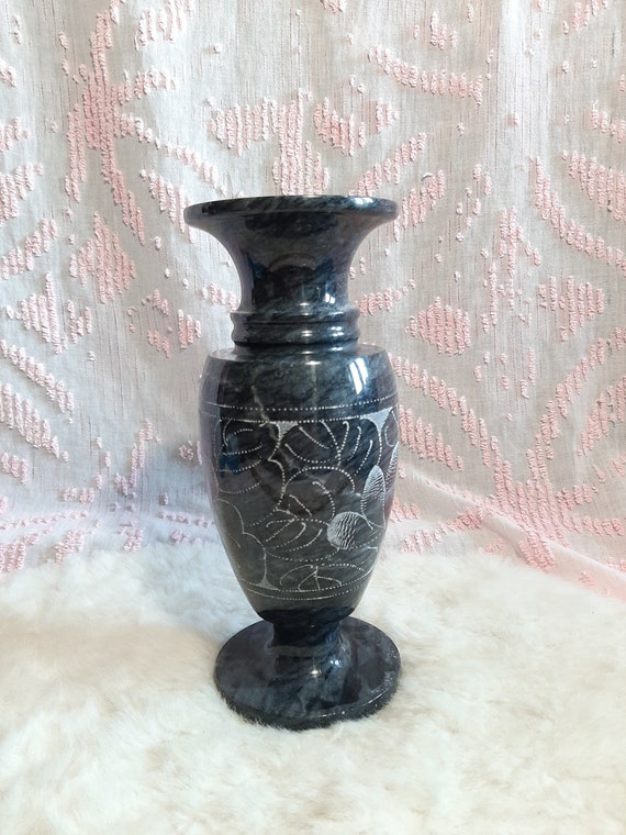 Vintage Etched Marble Vase Made in Taiwan 10 Tall Etsy