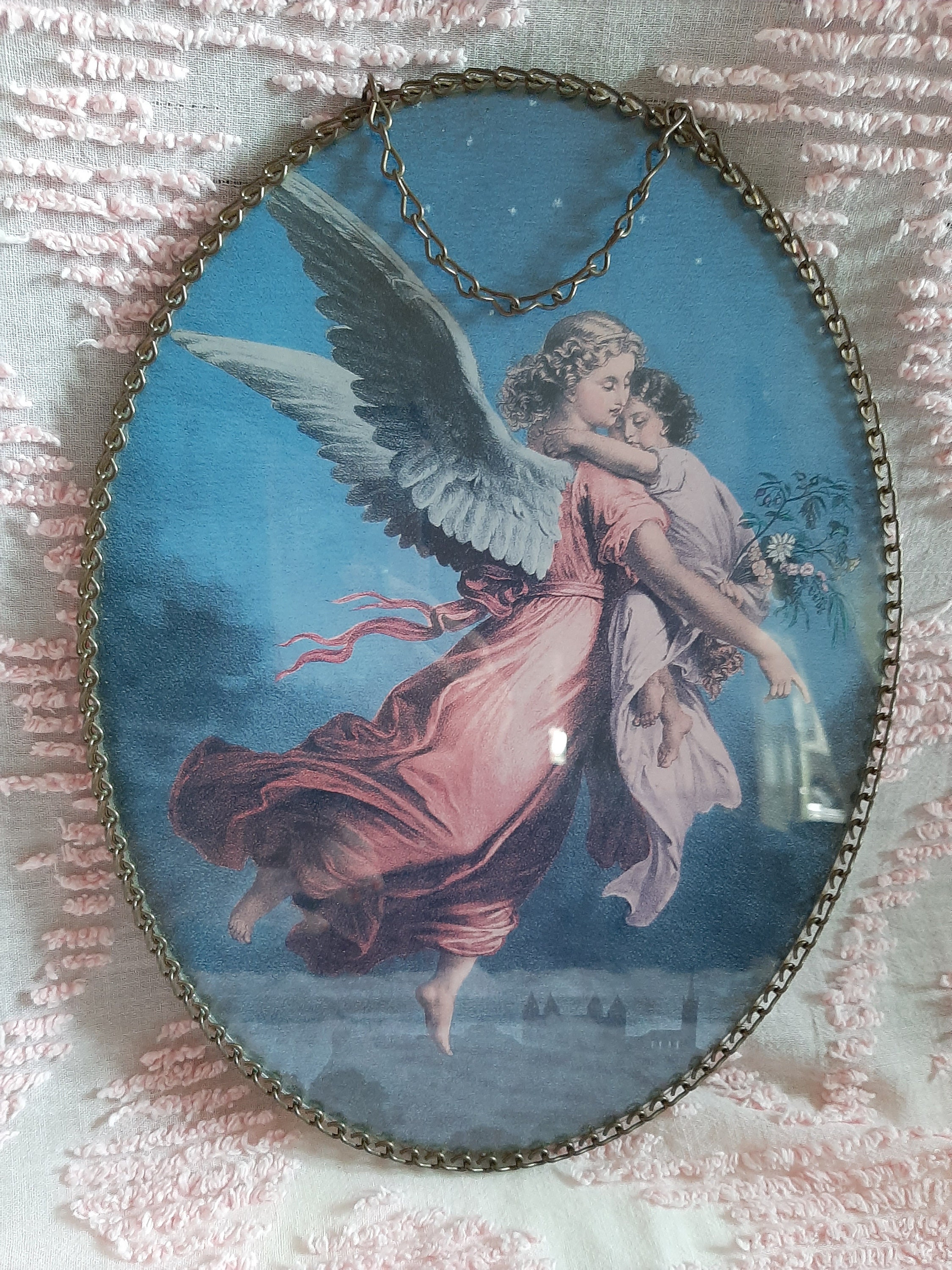 Framed Vintage Oval Angel Printing Wall Hang Picture - Etsy