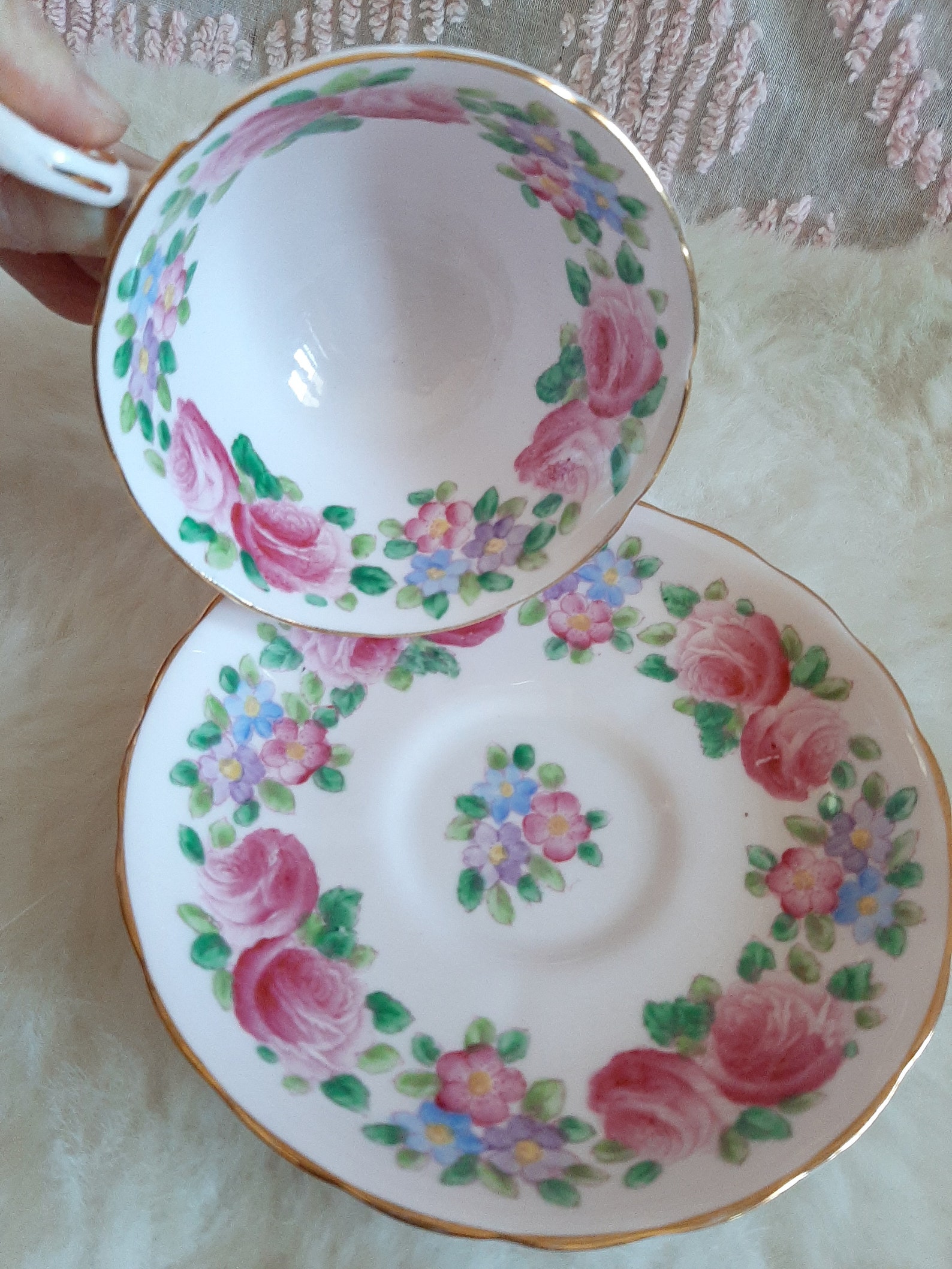 Vintage Tuscan 96484 Fine English Bone China Pink Rose Floral Etsy
