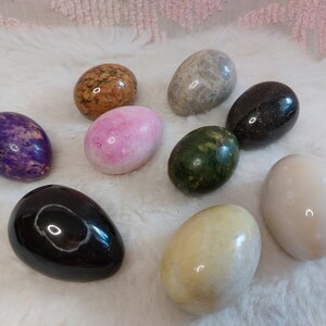 Vintage Genuine Alabaster Hand Carved Mix Colour&Size Egg Lot of 9
