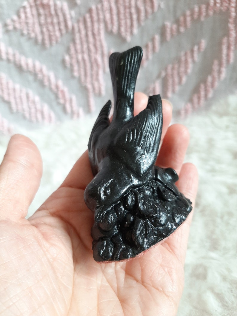 Vintage Ringmaker Swallow Sculpture Handmade with Real Coal 3.5 Tall