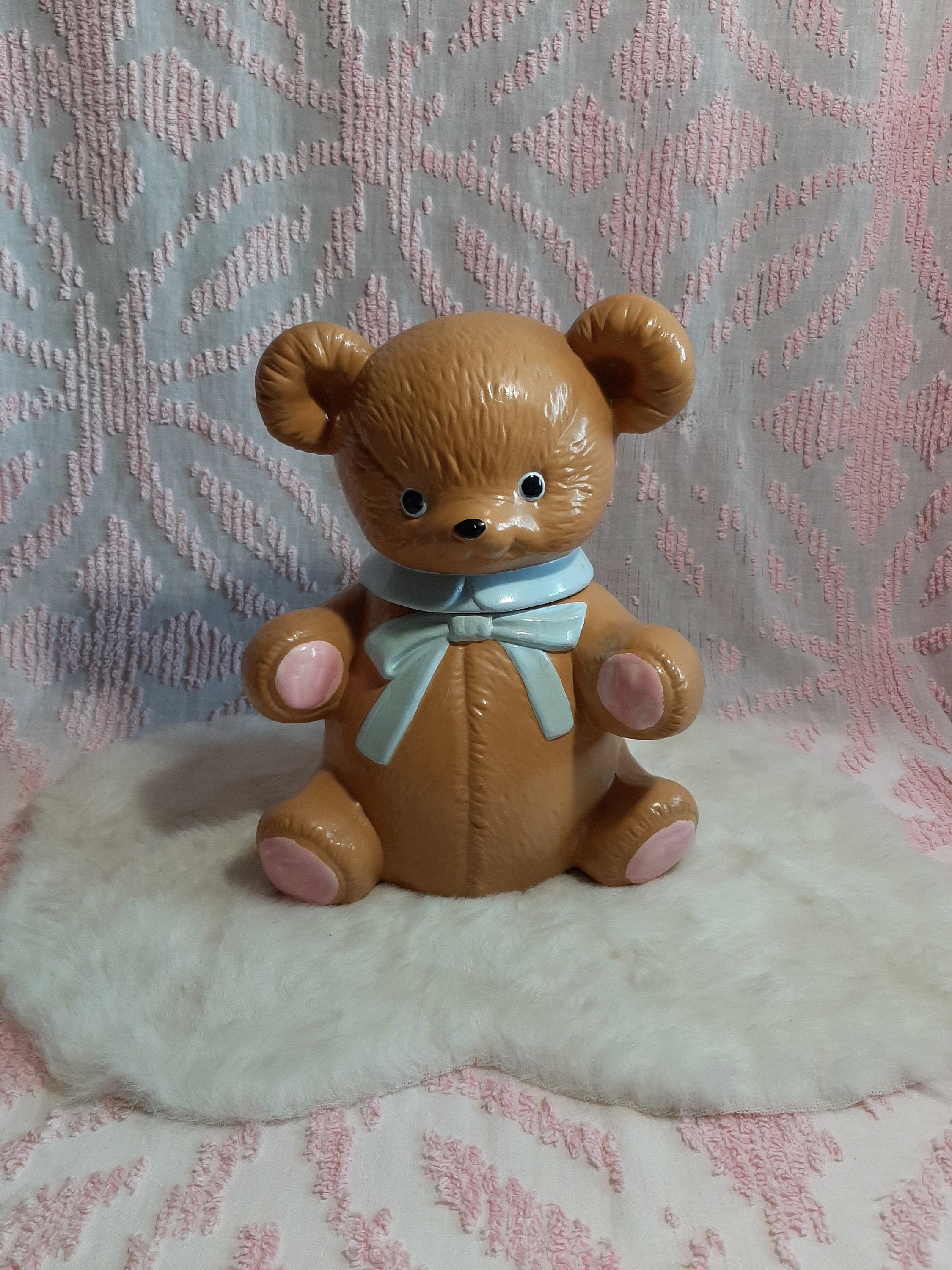 Vintage 1960s Twin Winton Teddy Bear Cookie Jar Kitchen Decor 12