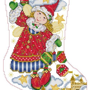 Fairy Christmas Stocking Designed by Joan Elliott Cross-Stitch Pattern PDF Embroidery Chart Needlepoint Chart DIY