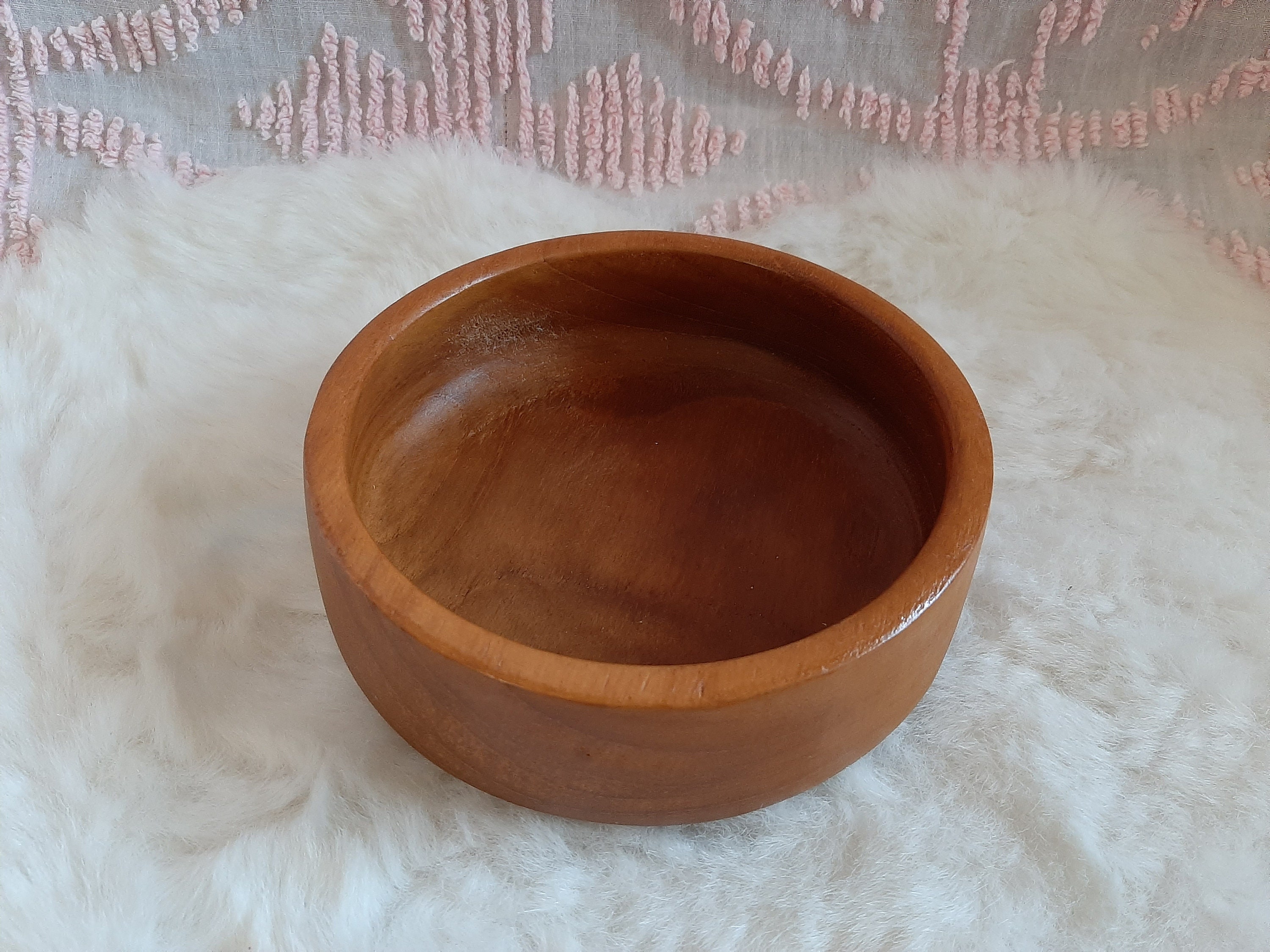 Bowls Vintage Teak Wood Circle Shape Carved Key Jewellery Holder Bowl 5